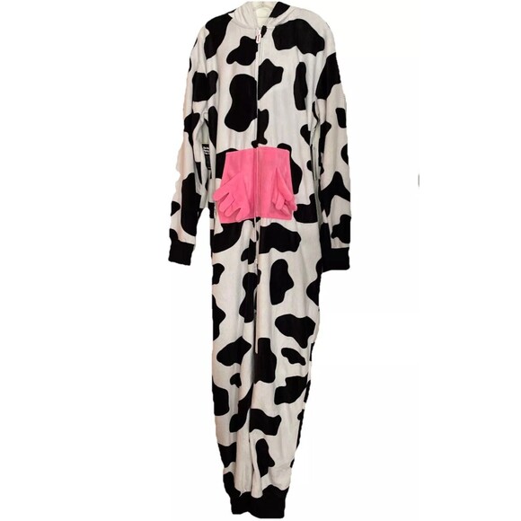 Tipsy Elves Cow Halloween Costume Unisex Jumpsuit Pockets Full Zip XL NWT - Picture 2 of 16